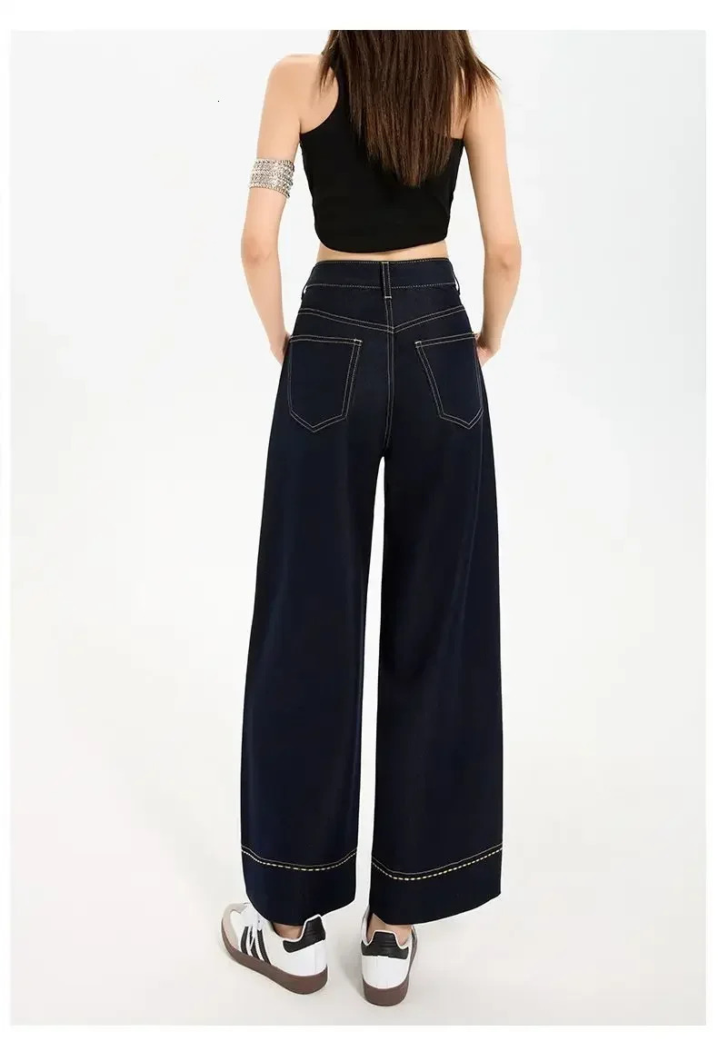 womens wear European and American loose Denim wide leg pan ts slimming high waist allmatch jeans for women 250530