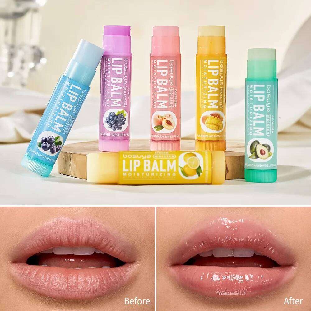 free shipping Multi Fruit Flavors Moisturizing Hydrating Base Lip Balm Set Makeup Lip Care Daily Care Balm for Women and Men 6Pcs Set Cosmetic