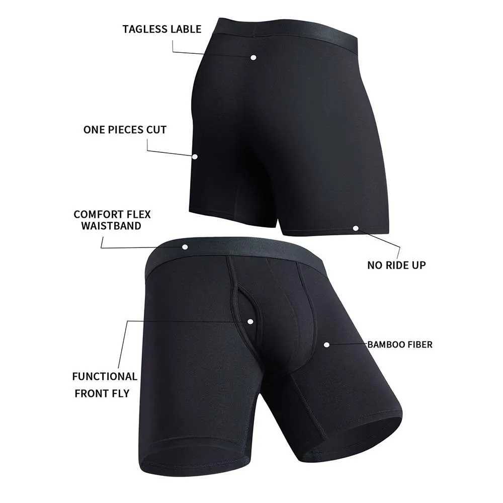 8 Pcs Bamboo Fiber Mens Underwear Soft Skin Friendly Sexy Long Boxer Briefs Moisture Transferring Sweat Transferring XS-XXLXJ250530