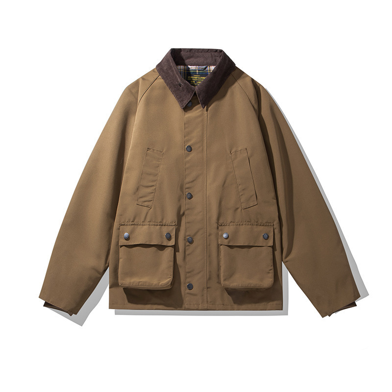 Mens Y2K jacket oil-free wax hunter workwear jacket autumn casual classic lapel pocket minimalist daily jacket mens clothing 241031