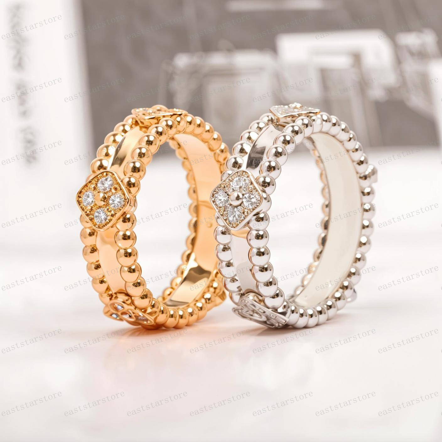 designer ring kaleidoscope diamond rings jewelry designers for women Clover lucky Rings luxury Full Diamond Classic mans Jewelry Ring wedding party wholesale