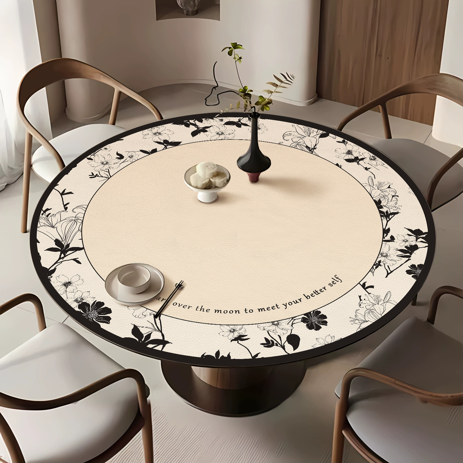 French Double-sided Round Table Mat Small Round Table Cloth Waterproof, Oil-proof, Scalding-proof, Washable Dining Table and Coffee Table Mat