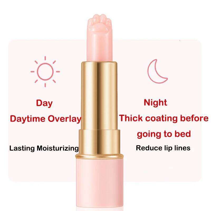 free shipping Cute Cat Paw Color Changing Lipstick Makeup Crystal Temperature Changing Lip Balm Anti Cracking Moisturizing Lip Care Cosmetics