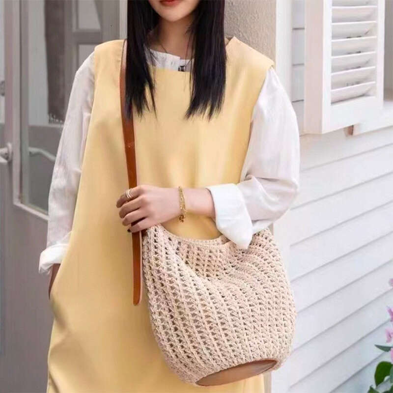 Tote Bag Leather Bag Straw For Women Large Capacity Versatile Woven Commuter Tote Casual Beach Vacation Bag With Minor Flaws Shoulder Bag
