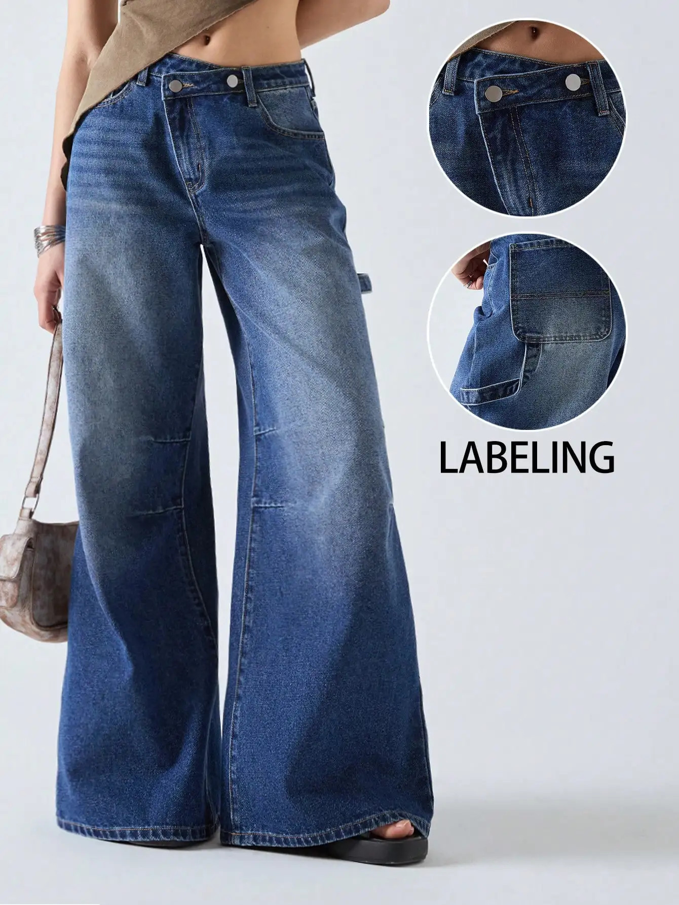 American retro wide leg jeans for women spring style versatile and easy to wear 250530
