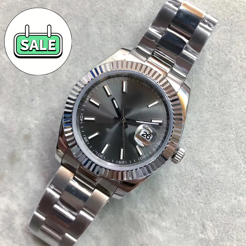 5A Quality ST9 Steel Dark Rhodium Dial Fluted Bezel Watch 41mm Automatic Mechianical Wristwatches Strap Sapphire Glass Movement Mens Watches