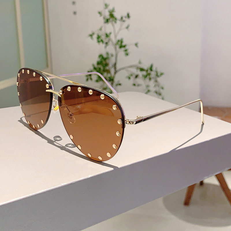 Fashion Women's Sunglasses Fashionable And Personalized Metal Half Frame Unisex Street Photography Sunscreen Sunglasses