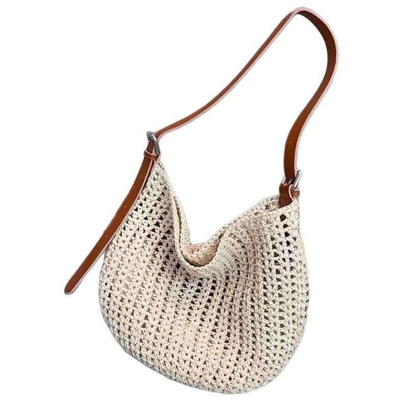 Tote Bag Leather Bag Straw For Women Large Capacity Versatile Woven Commuter Tote Casual Beach Vacation Bag With Minor Flaws Shoulder Bag