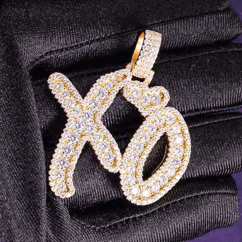 GRA Hip Hop Iced Out Bling 925 Sterling Silver Pass Diamond Tester VVS Moissanite Letter XO Cluster Pendant for Men Women