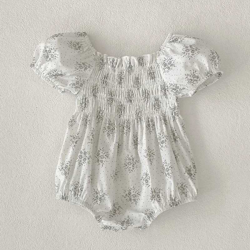 Baby Girls Rompers Newborn Kids Baby Girls Short Sleeve Sweet Flower Printing Princess Rompers Infant Baby Girls Rompers Clothes R250530