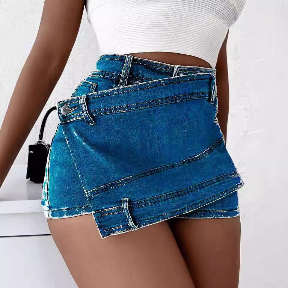 Shorts Women Denim Shorts Plus Size Women S A Line High Waist Irregular Wide Leg Pants Summer Korean Style Slimming Denim Skirt Shorts Trendy Ins Jean