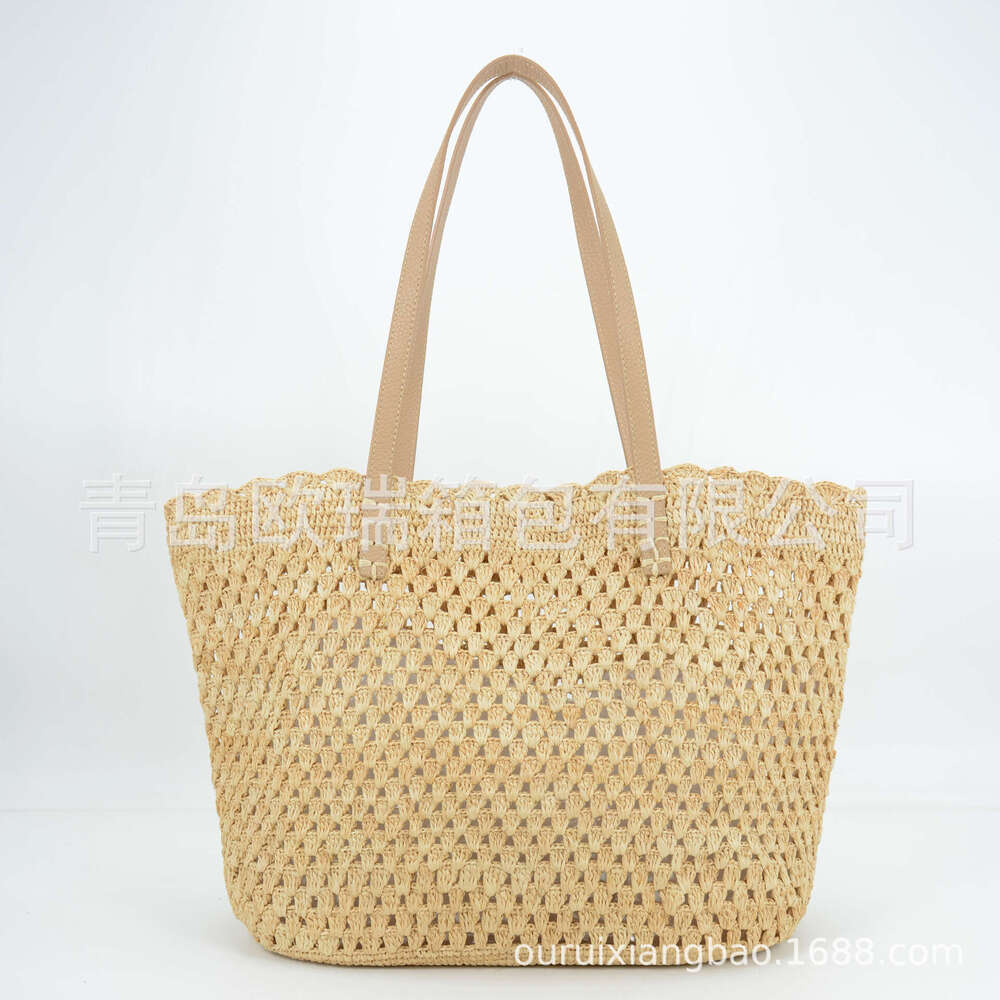 Tote Bag Leather Bag New Handheld Spring Summer Natural Raffia Handbag Vacation Beach Woven Women S Bag Shoulder Bag