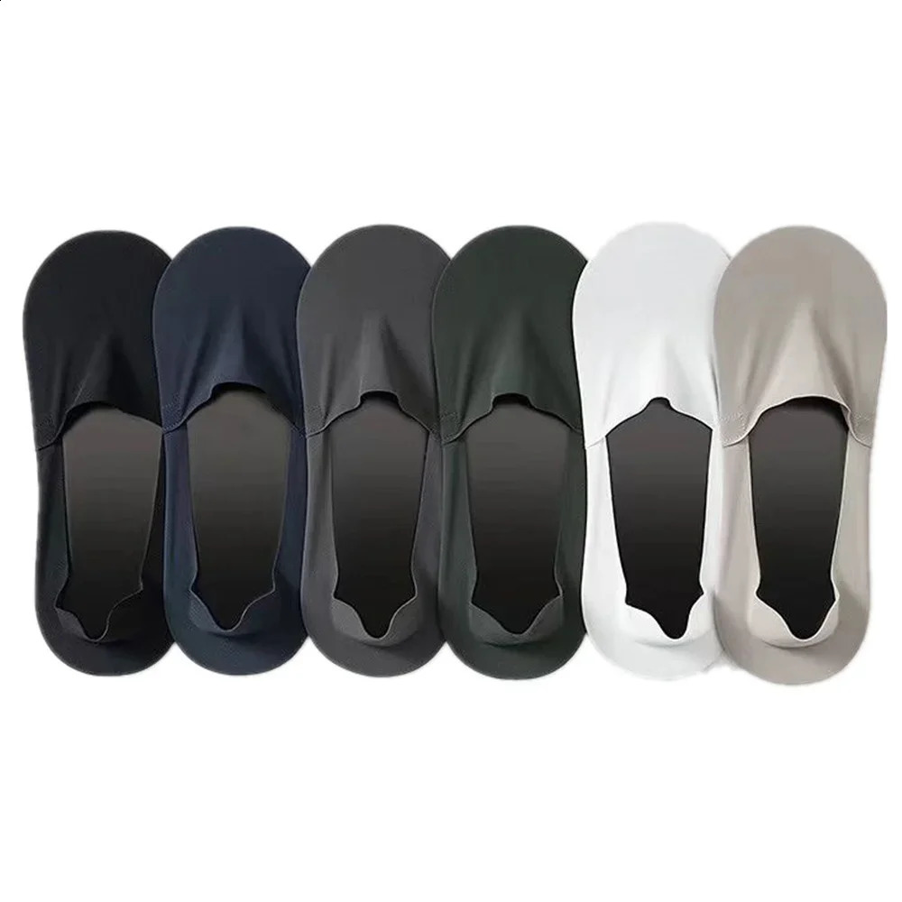 10Pairs Ice Silk Instepcotton Sole Mens Summer Ice Silk Boat Socks Anti Slip Male Ankle Socks Low Cut Invisible Calcetines 250526