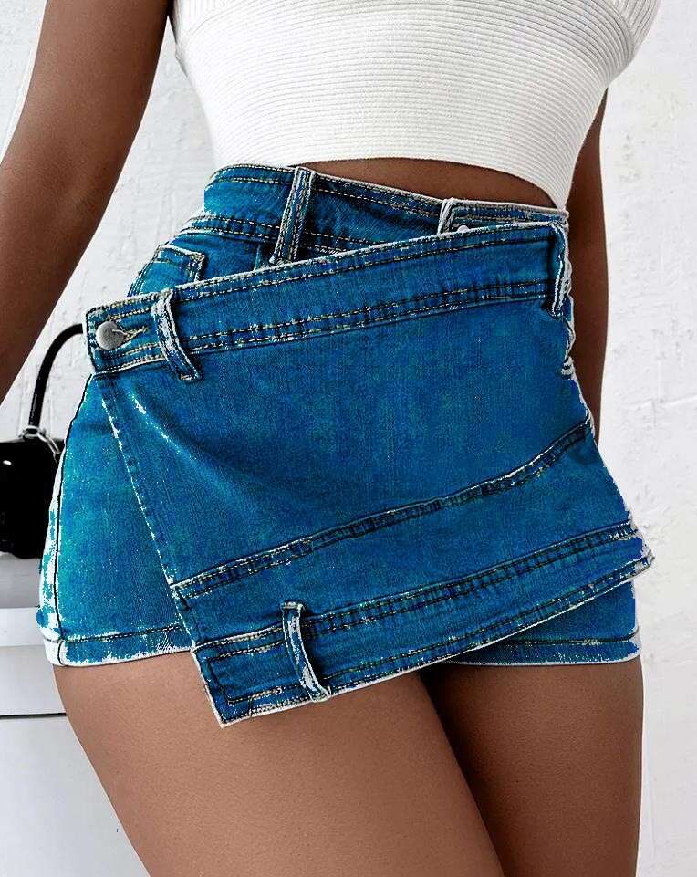 Shorts Women Denim Shorts Plus Size Women S A Line High Waist Irregular Wide Leg Pants Summer Korean Style Slimming Denim Skirt Shorts Trendy Ins Jean