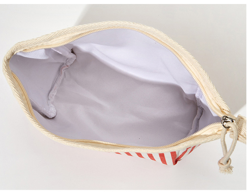 DHL50pcs Cosmetic Bags Women Canvas Red Blue Striped Printing Multifunctional Protable Travel Makeup Bag Mix Color