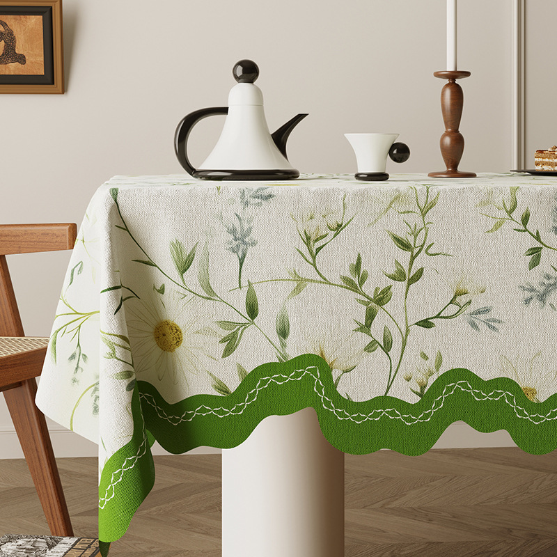 T0495 American tablecloth waterproof and anti-scalding washable table mat light luxury high-end rectangular coffee table cloth lace special-shaped tab