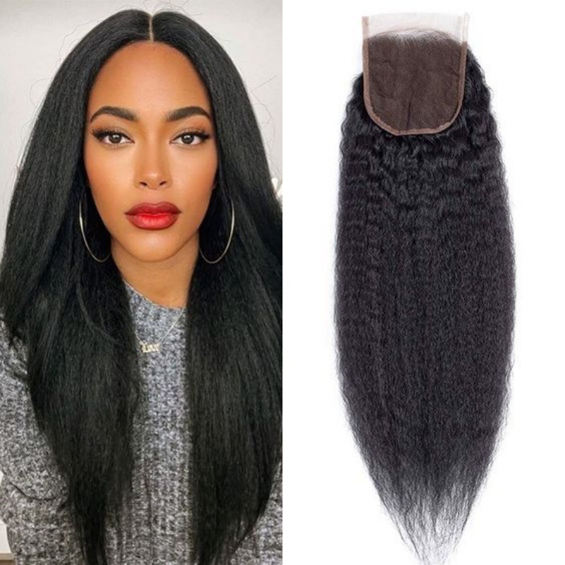 Yaki 4*4 Kinky Straight HD Transparent Lace Human Hair Closure