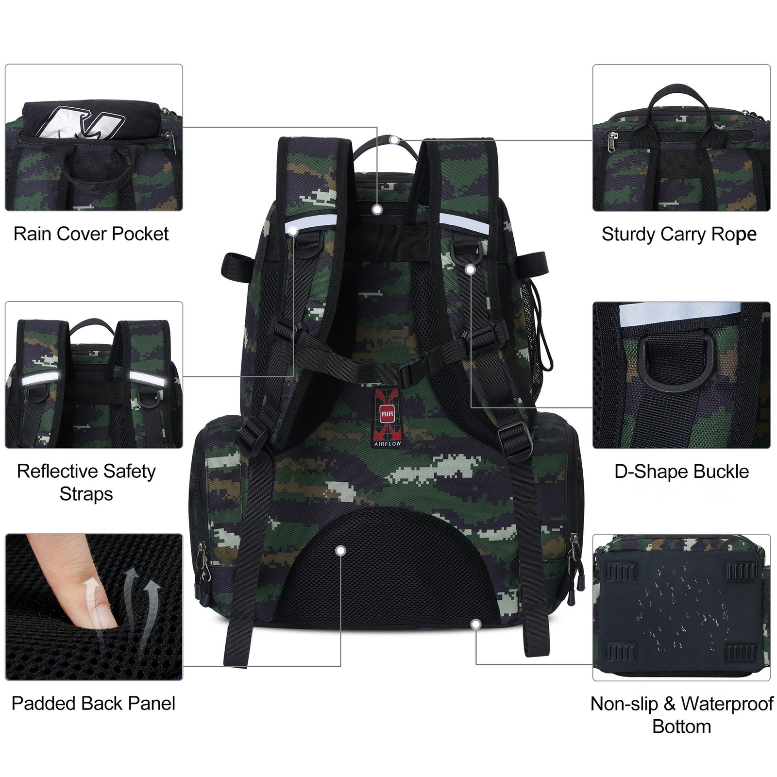 Bassdash Fishing Bag Tackle Backpack Lightweight Tactical Tackle Box Multifunctional 250121