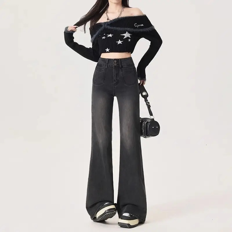 Womens Jeans Pants for Woman Jorts Baggy Y2k Coquette Shoujo Girl Style Spring Clothes Jean Clothing Flared Denim 250530