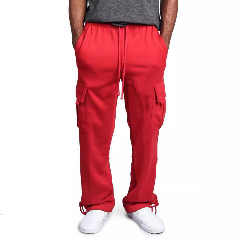 2024 New Mens Multi-Pocket Cargo Pants Design Sense Niche Loose Casual Long Pants 250327