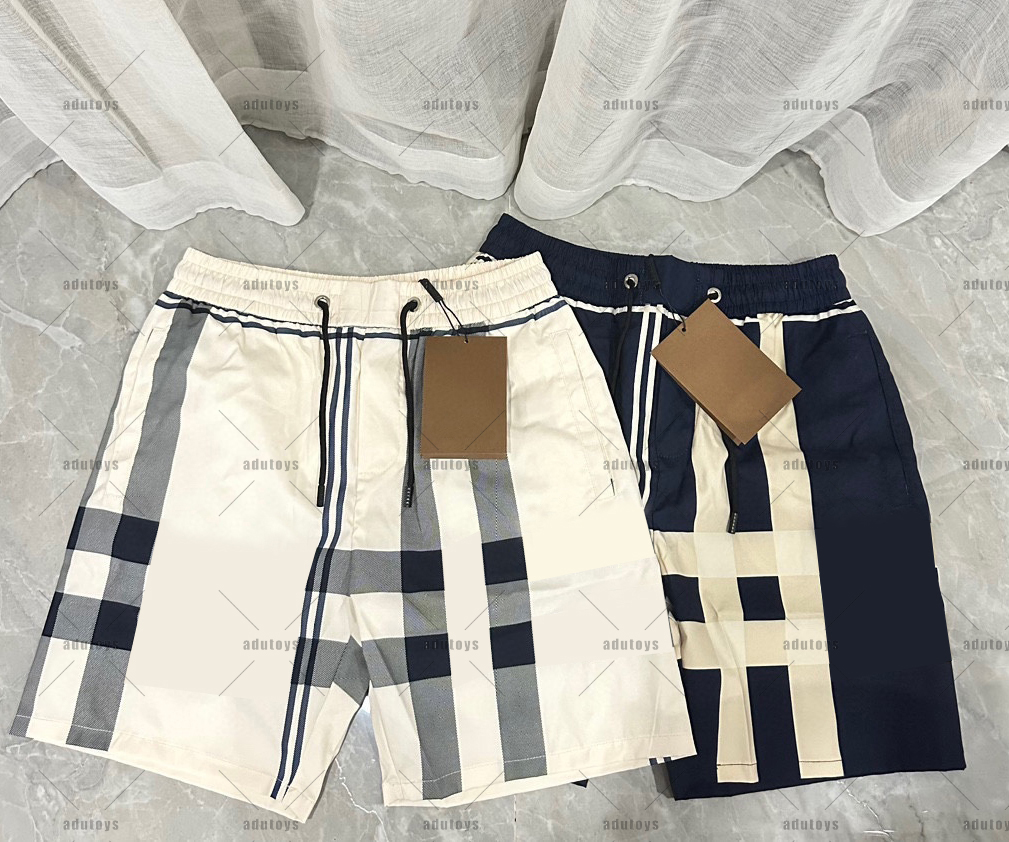 Mens Bur Shorts Designer Plaid Shorts Cotton Beach Pants Fashion Beach Shorts Drawstring Printed Pants Summer Homme Casual Streetwear Sweatpants