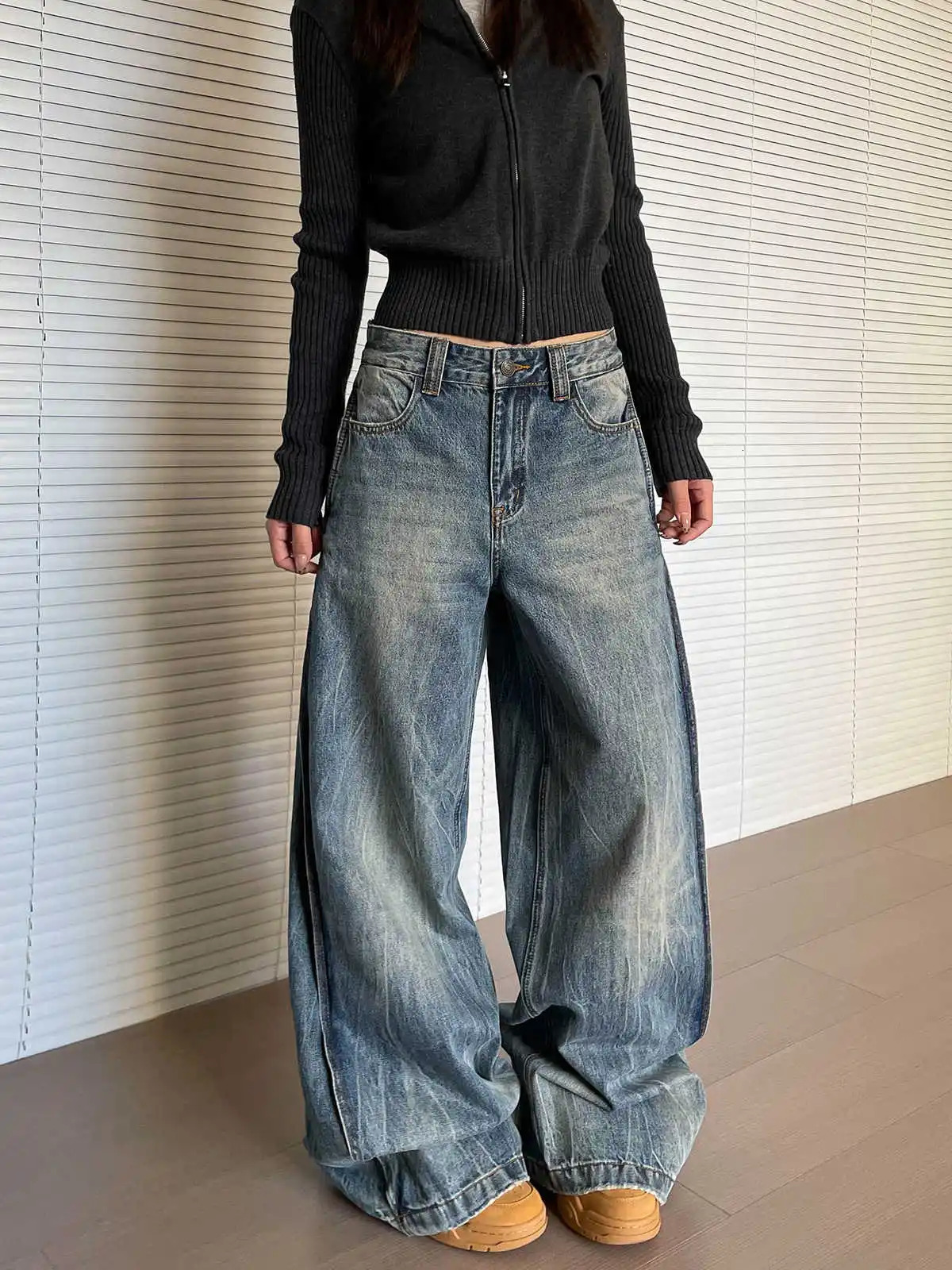 Womens Baggy Y2k Jeans Harajuku Denim Trousers Vintage Streetwear Japanese 2000s Style Oversize Jean Pants Trashy Clothes 250530