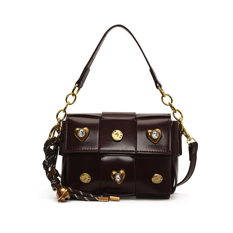 Free Shipping Designer Bag Bags This Year's Trend 2025 New Korean Fashion Patchwork Shoulder Bag Women's Crossbody Studded Small Square Bag 