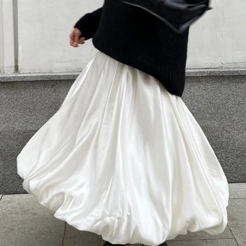 Tuularose Womens White Long Skirt Summer Fashion Casual Solid High Waisted Loose Skirt Elegant Patchwork Female Long Skirt 250527