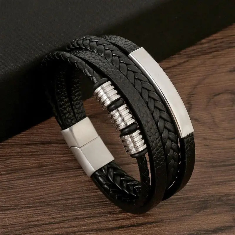 Classic Mens Leather Bracelet Style Handwoven Multilayer Combination Accessory Fashion Man Jewelry Wholesale Drop 250528