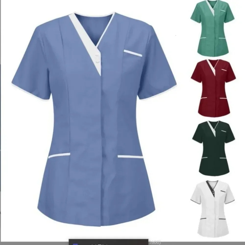 Skin Friendly Nursing Work Clothes Tops Waiter Uniform Hospital Hand Washing Pure Cotton 250530
