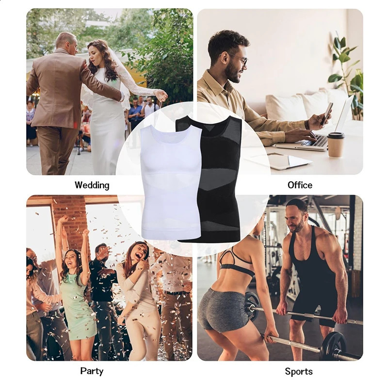 Men Compression Shirt Slimming Undershirt Body Shaper Chest Tummy Control Tank Top Shapewear Underwear 250529
