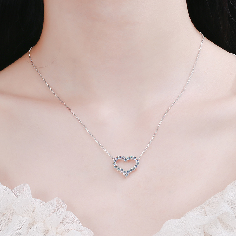 925 Sterling Silver Heart Pendant Necklace for Women PT950 Gold Plated Rose Gold Trendy Minimalist Jewelry Romantic Gift Wholesale Supply