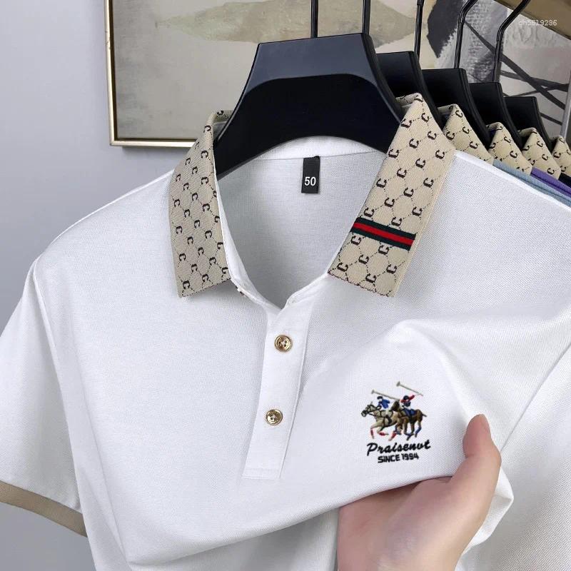 Men's Polos Summer High Quality Polo Shirt Luxury Customization Exquisite Double Horse Embroidery Short Sleeve Fashion Seller Tshirt