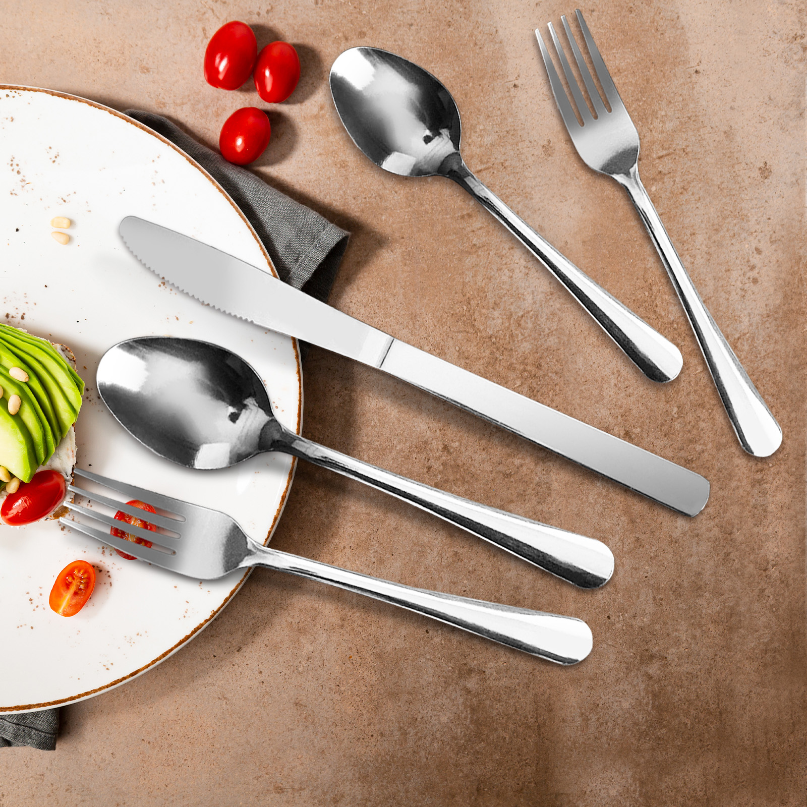 Wholesale 60pcs Stainless Steel Flatware Set Service for 12, Lightweight & Stackable, for Hotel/Restaurant/Wedding/Camping/Daily, Dishwasher Safe