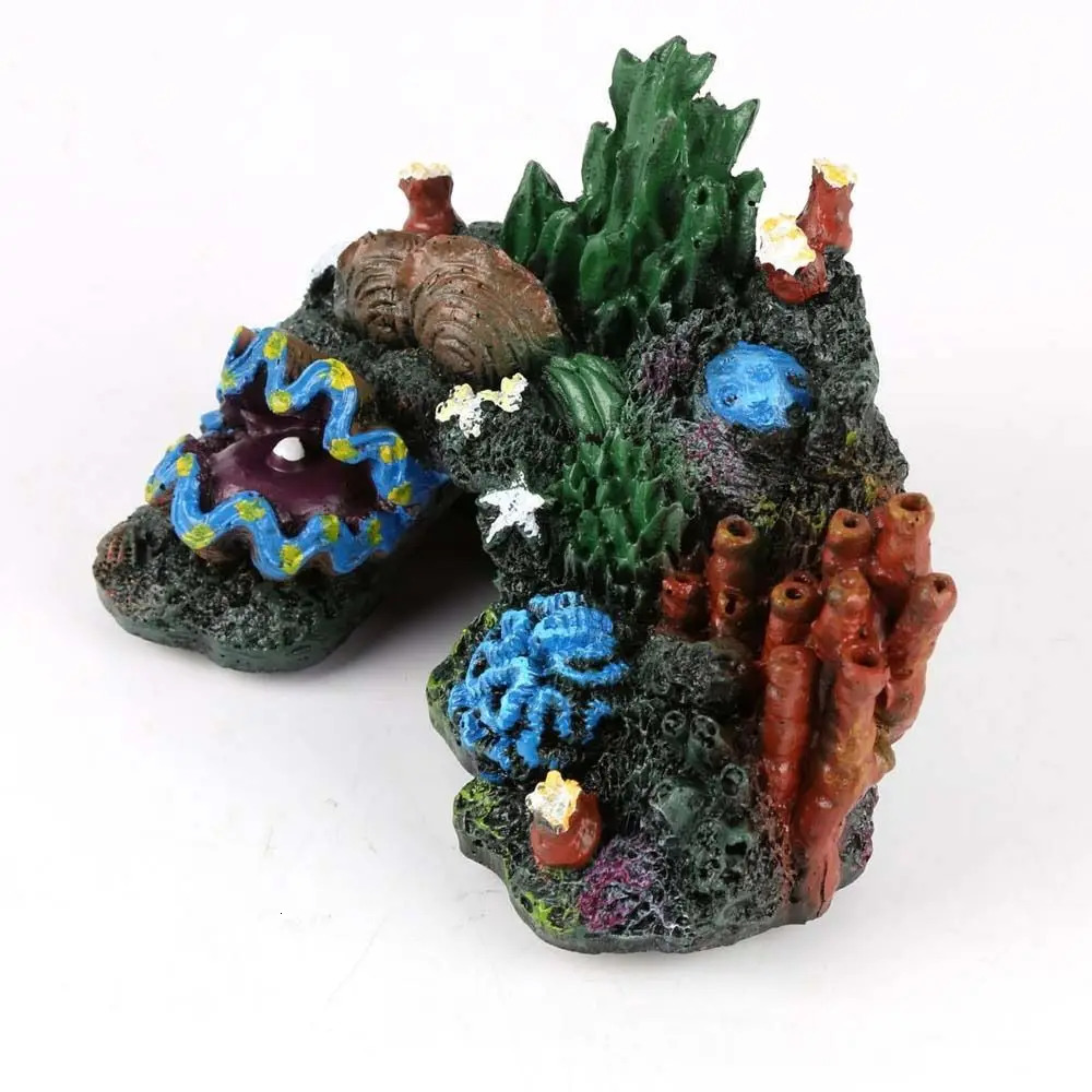 Fish Tank Ornament Simulated Coral Reef Island Resin Plant Mountain Aquarium Decoration Home Landscaping Background Decor 250528