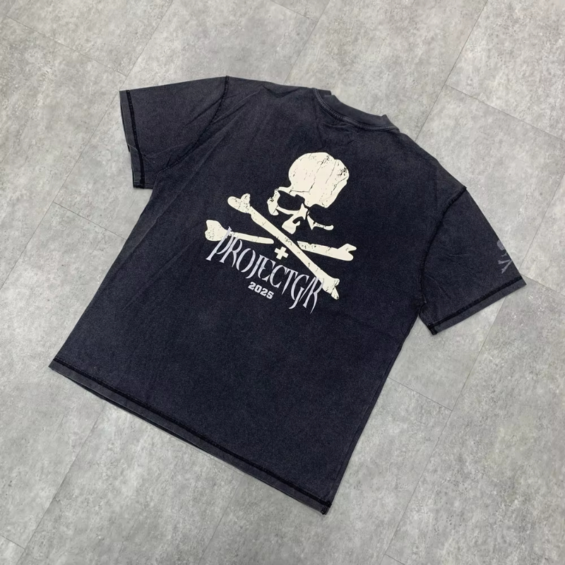 Fashion 25SS Oversize Vintage High Street Print Vintage Tee Tops Loose T Shirt For Men Unisex