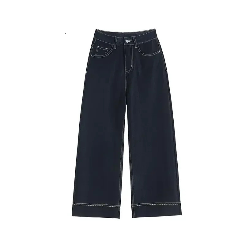 womens wear European and American loose Denim wide leg pan ts slimming high waist allmatch jeans for women 250530