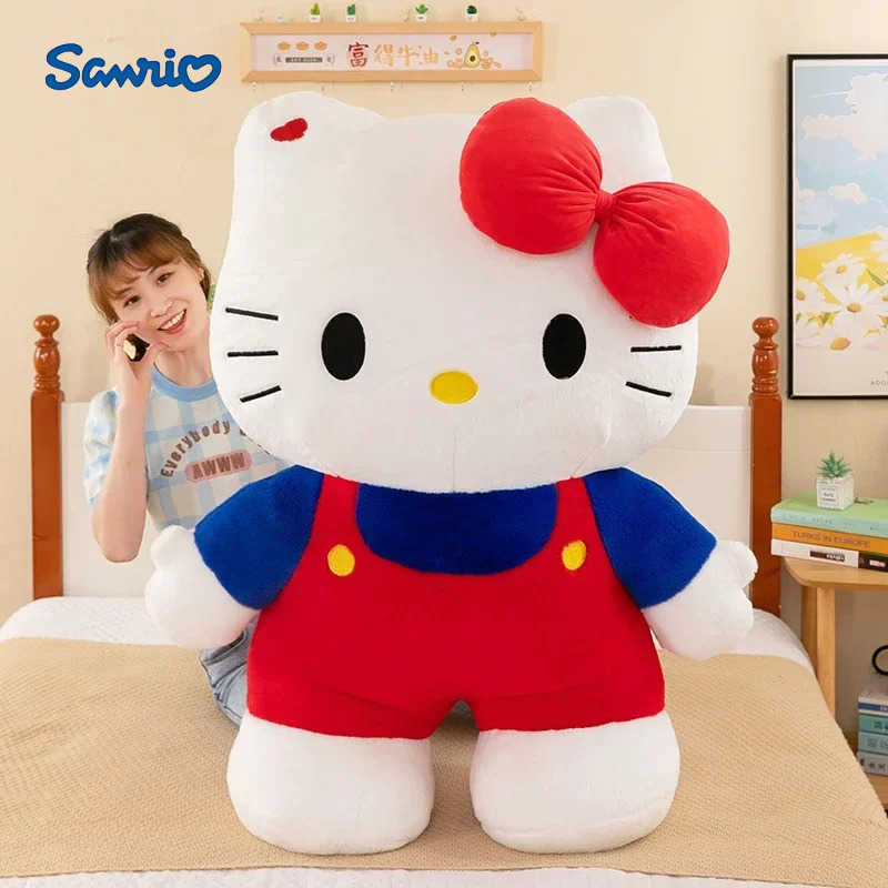 Sanrio New 80cm Oversize Kawaii Sanrio Hello Kitty Plushie Doll Hello Kitty Pink Stuffed Toys Cute Anime Soft Pillow Kids Birthday Gift w250530