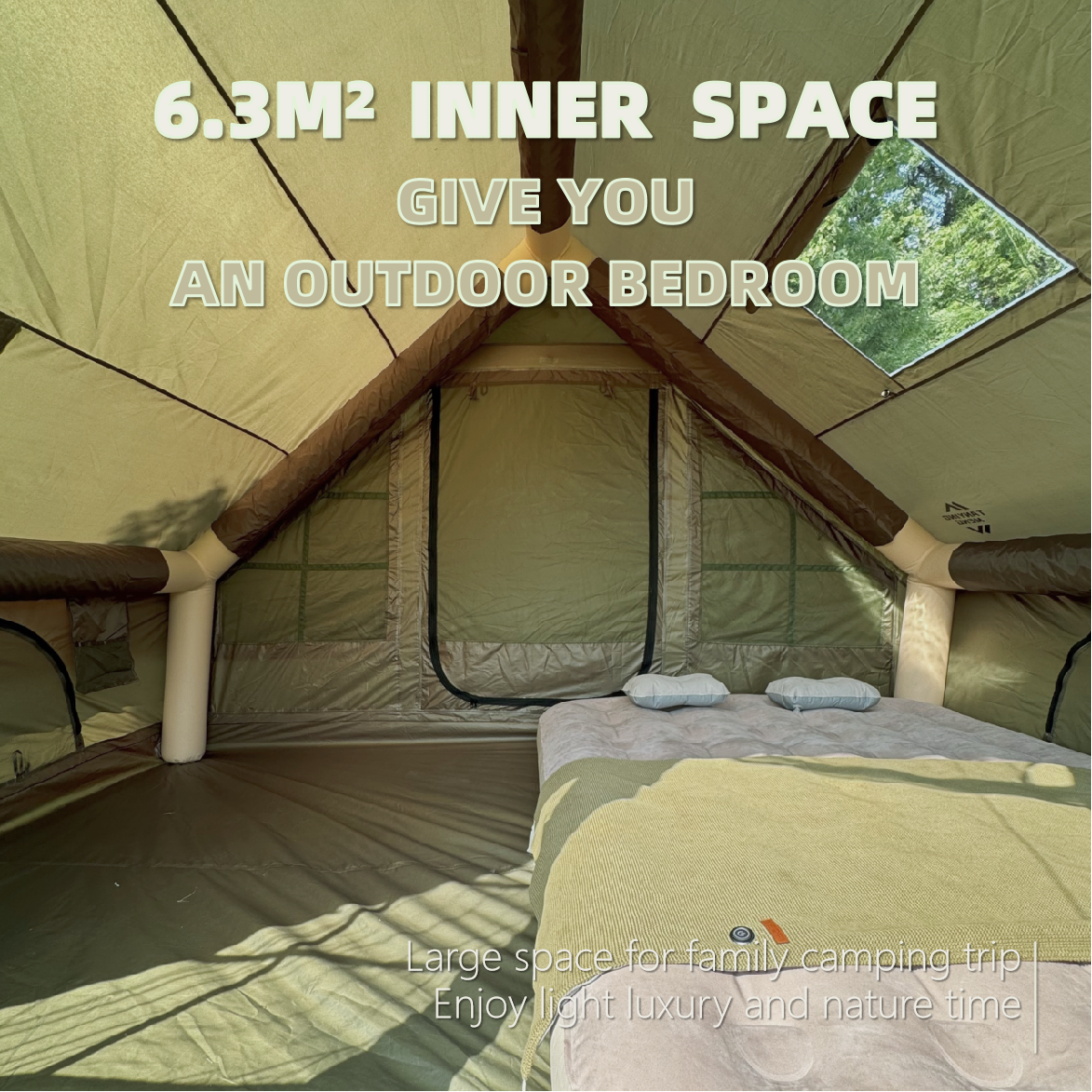 Military Green Inflatable Tent for Outdoor Camping - Size: 6.3 Square Meters