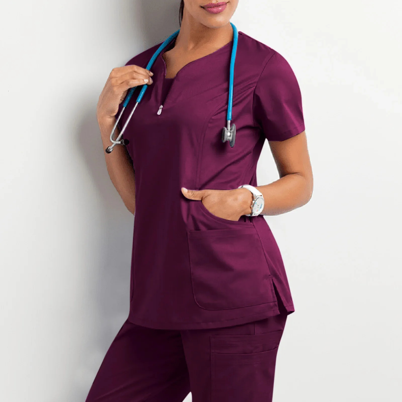 Surgery Room Short Sleeves Scrubs WomensTop T Workwear Nursing Isolation Clothing Work Uniform A 250530