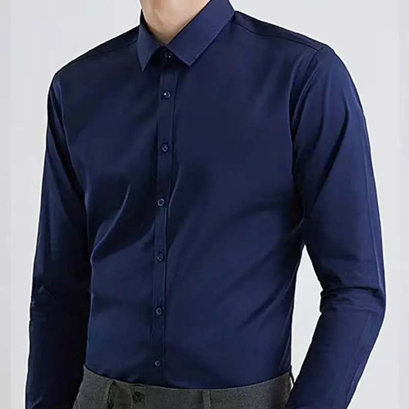Mens dress shirt long sleeve thin spring and autumn work clothes business casual free ironing breathable slim fashion 250527