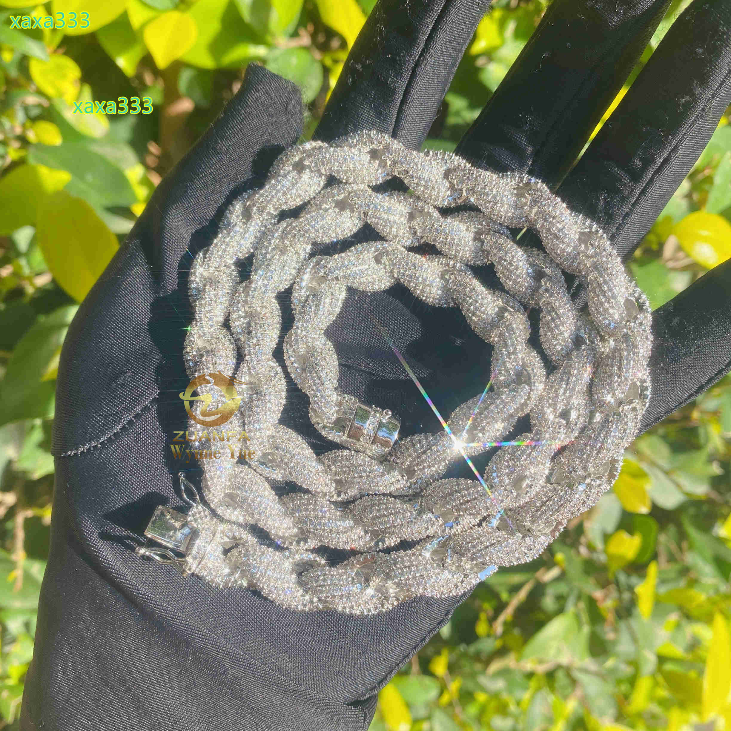 Custom Hiphop Iced Out 8mm/10mm 925 Sterling Silver Moissanite Diamond Rope Chain Necklace
