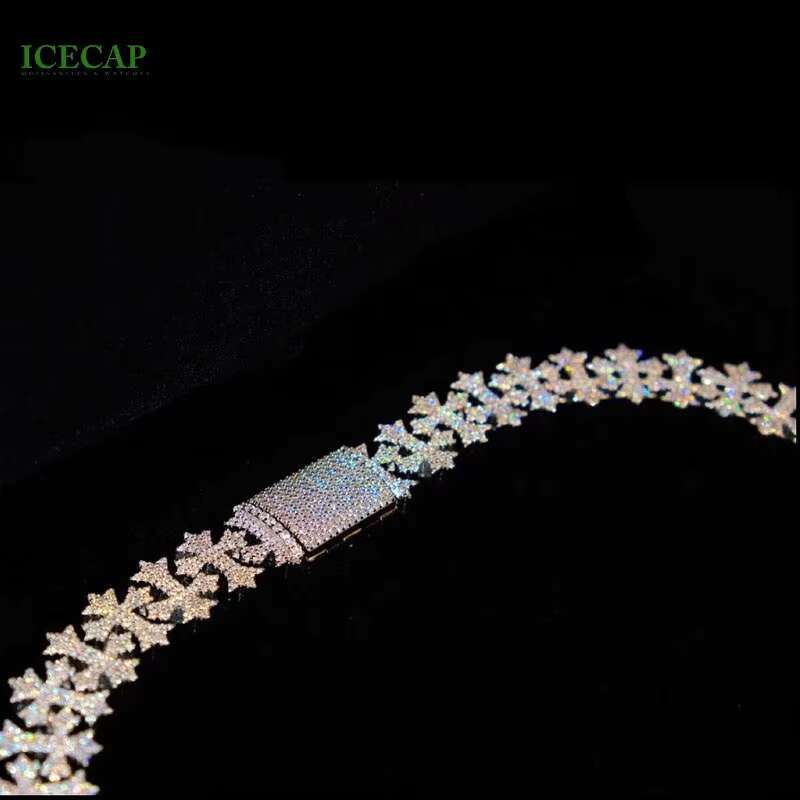 New Design 15mm Cross Chain Necklace Ice VVS Moissanite Silver Cross Pendant Necklace Hip Hop Men Jewelry