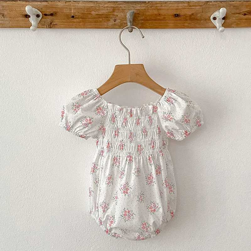 Baby Girls Rompers Newborn Kids Baby Girls Short Sleeve Sweet Flower Printing Princess Rompers Infant Baby Girls Rompers Clothes R250530