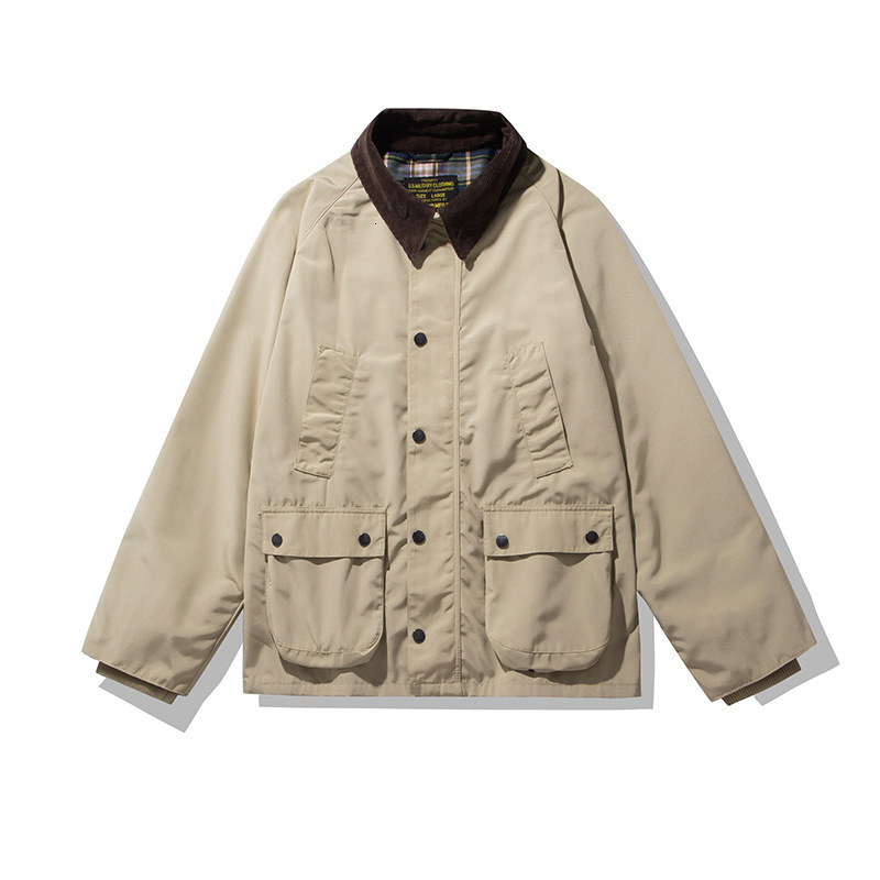 Mens Y2K jacket oil-free wax hunter workwear jacket autumn casual classic lapel pocket minimalist daily jacket mens clothing 241031