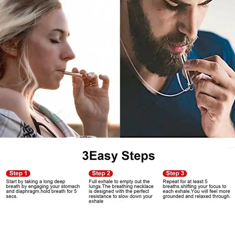 Stainless Steel Anxiety Breathing Necklace for Women Stress Relief Meditation Necklaces Yoga Ritual Female Jewelry 250528