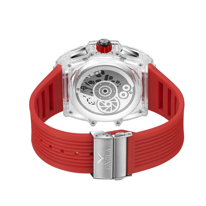 ONOLA Transparent Plastic Watch Men Women clock Fashion Sports casual unique Quartz y square Mens Watch 250530