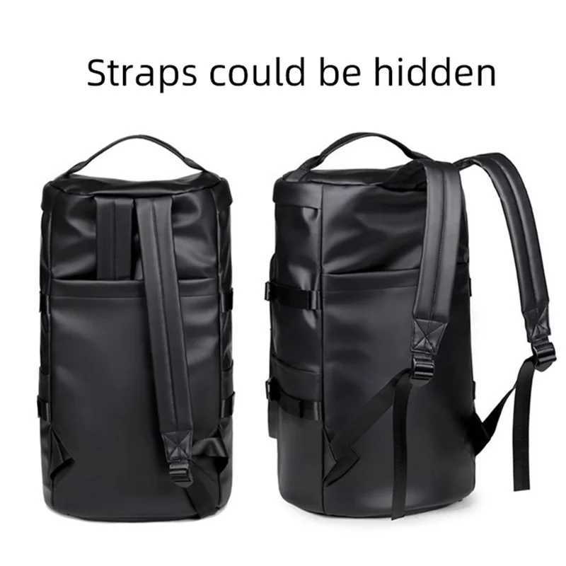 Gym Travel Backpack Versatile Faux Leather Bag for Men Women Casual Outdoor Sports Shoulder Bags Fitness Weekender Duffel Y250530