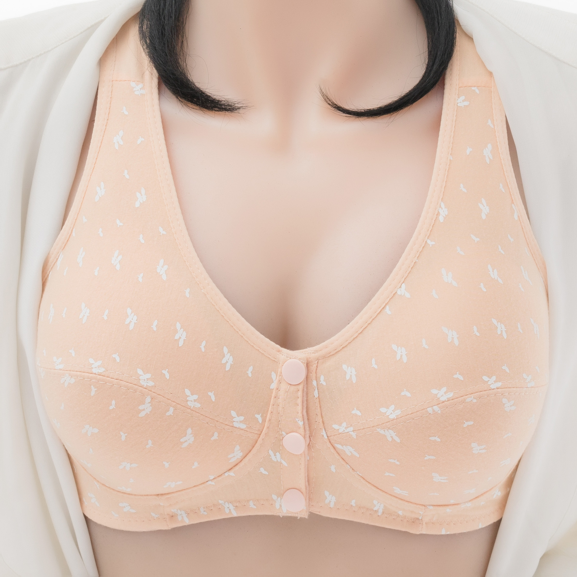 women's lingerie Large cupped bras Wanshuting Middle-aged and Elderly Women's Thin Bra, Front Closure Vest Style, Plus Size, Wireless, No Pa