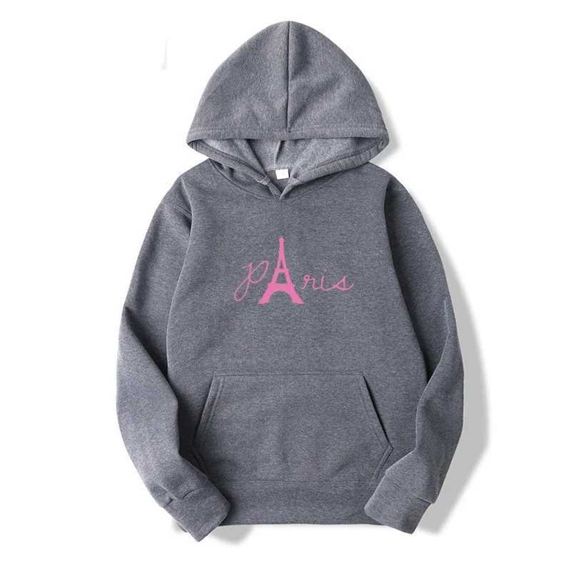 Unisex Pink Paris Printed Hoodies Outdoor Sport Pullover Top for Spring Autumn Loose Mens Hooded Sweatshirt Hip Hop Sweaters W250530
